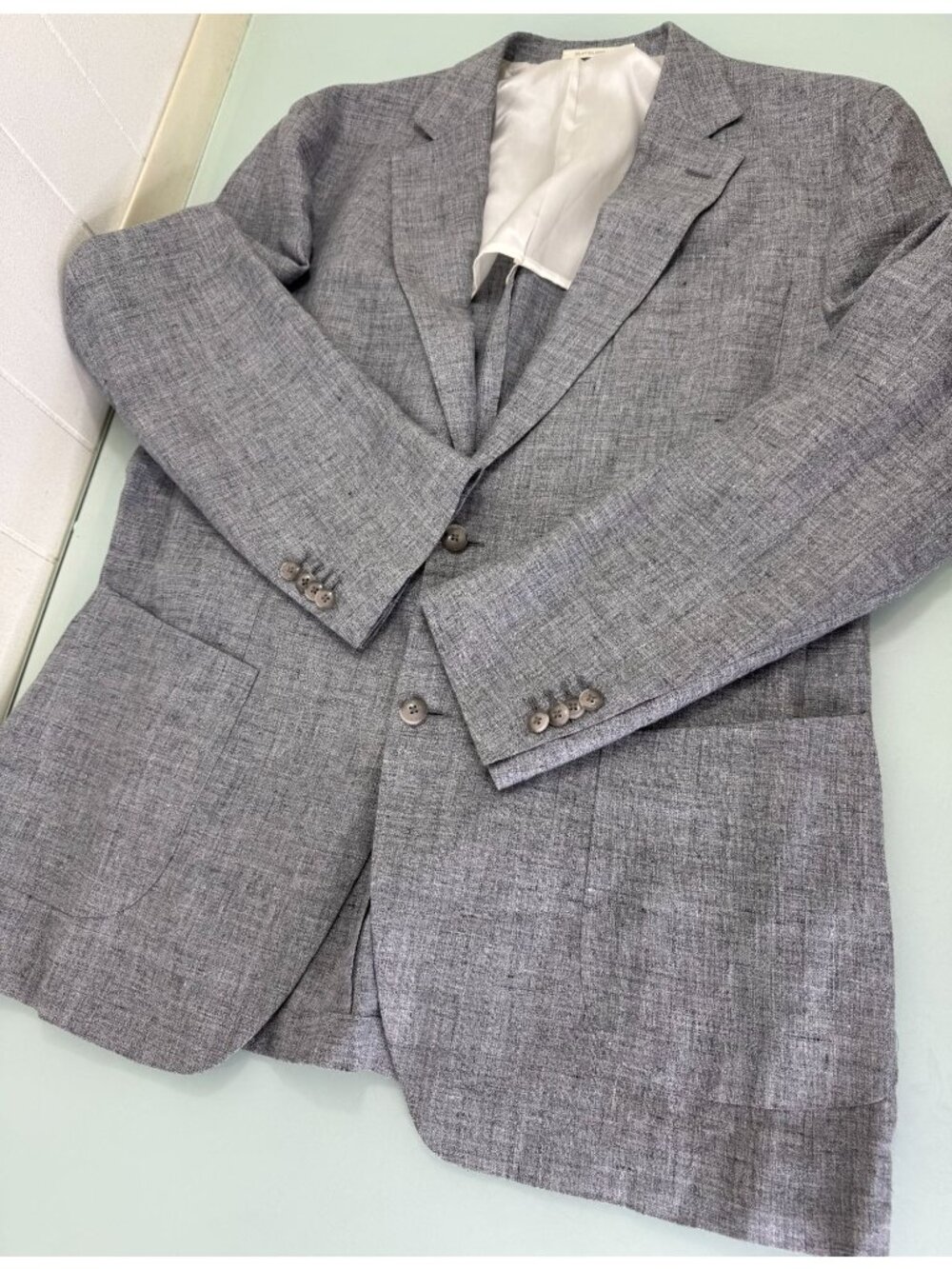 SuitSupply Havana Patch Blazer Jacket 48 Slim 100% Linen Angelico Surgeon Cuff